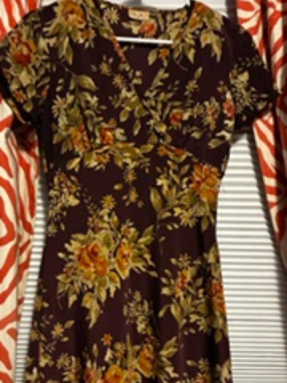Dress in Autum Floral Colors by Attic, Hidden Side zipper, Size Small